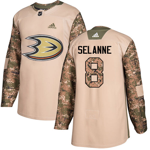 Adidas Anaheim Ducks #8 Teemu Selanne Camo Authentic 2017 Veterans Day Youth Stitched Jersey Youth