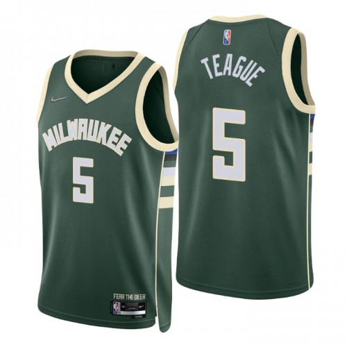 Milwaukee Bucks #5 Jeff Teague Green Mens 2021-22 75th Anniversary Diamond Swingman Jersey - Icon Edition Mens