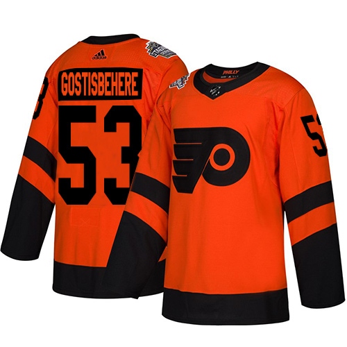 Adidas Philadelphia Flyers #53 Shayne Gostisbehere Orange Authentic 2019 Stadium Series Stitched Jersey Men's