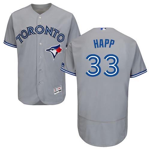 Toronto Blue Jays #33 J.A. Happ Grey Flexbase Authentic Collection Stitched Jersey Men's