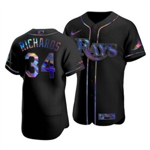Tampa Bay Tampa Bay Rays #34 Trevor Richards Men's Iridescent Holographic Collection Jersey - Black Men's