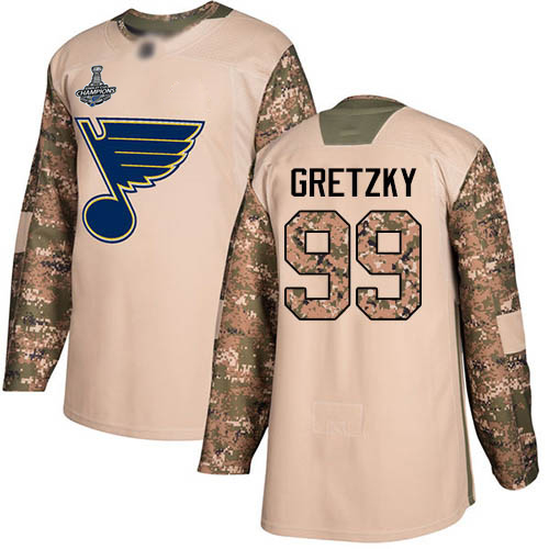 Adidas St. Louis Blues #99 Wayne Gretzky Camo Authentic 2017 Veterans Day Stanley Cup Champions Stitched Youth Jersey Youth