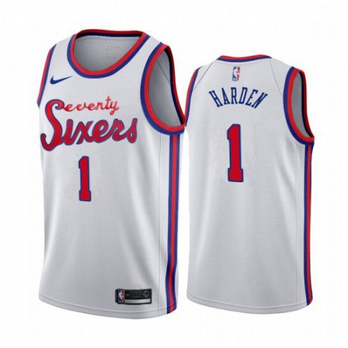 Philadelphia 76ers #1 James Harden 2019-20 Unveil Classic Edition White Stitched Jersey Youth