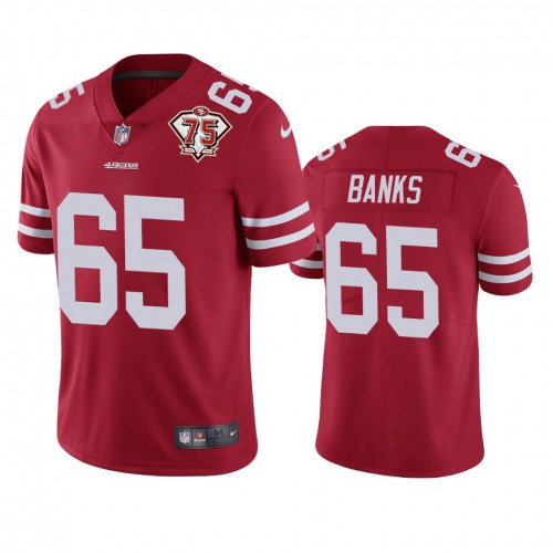 San Francisco 49ers #65 Aaron Banks Red Men's 75th Anniversary Stitched Vapor Untouchable Limited Jersey Men's