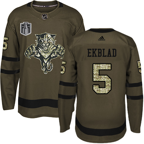 Adidas Lightning #5 Aaron Ekblad Green 2023 Stanley Cup Final Patch 2023 Stanley Cup Final Patch Salute To Service Stitched Jersey