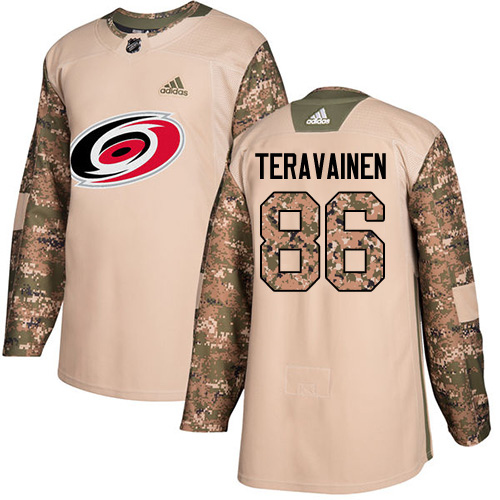 Adidas Carolina Hurricanes #86 Teuvo Teravainen Camo Authentic 2017 Veterans Day Stitched Jersey Men's