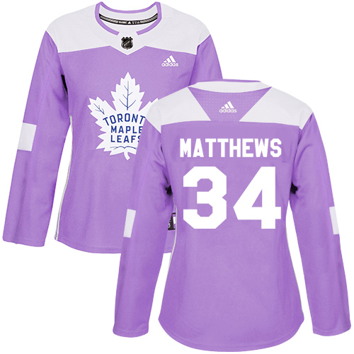 Adidas Maple Toronto Maple Leafs #34 Auston Matthews Purple Authentic Fights Cancer Women's Stitched Jersey Womens