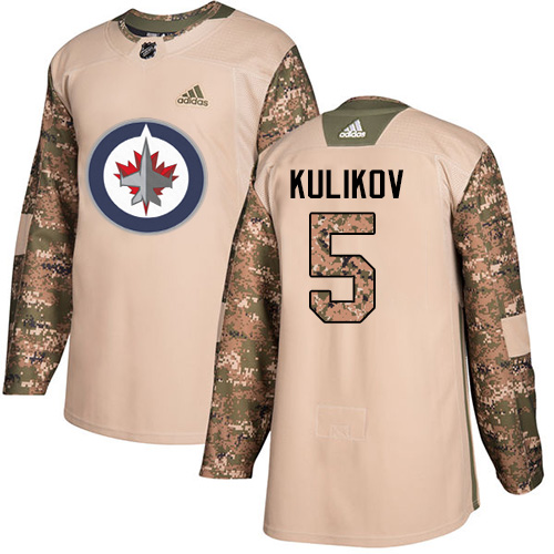 Adidas Winnipeg Jets #5 Dmitry Kulikov Camo Authentic 2017 Veterans Day Stitched Jersey Men's