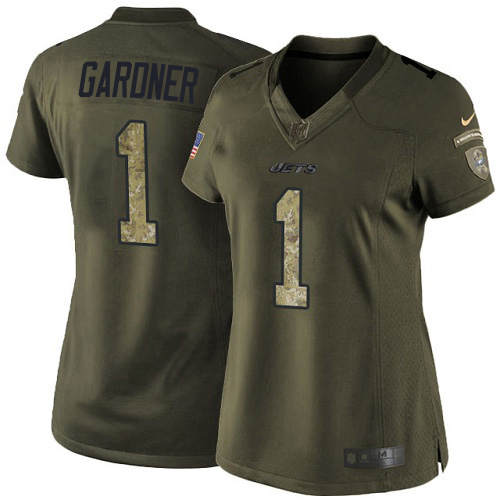 Jets #1 Ahmad Sauce Gardner Green Women's Stitched Limited 2015 Salute To Service Jersey
