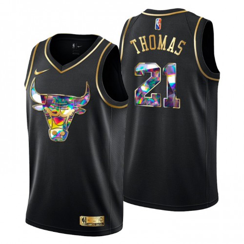 Chicago Chicago Bulls #21 Matt Thomas Mens Golden Edition Diamond Logo 2021/22 Swingman Jersey - Black Mens