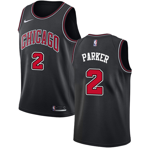 Chicago Bulls #2 Jabari Parker Black Swingman Statement Edition Jersey Mens