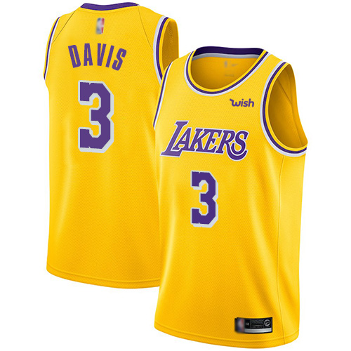 Los Angeles Lakers #3 Anthony Davis Gold Swingman Icon Edition Jersey Mens
