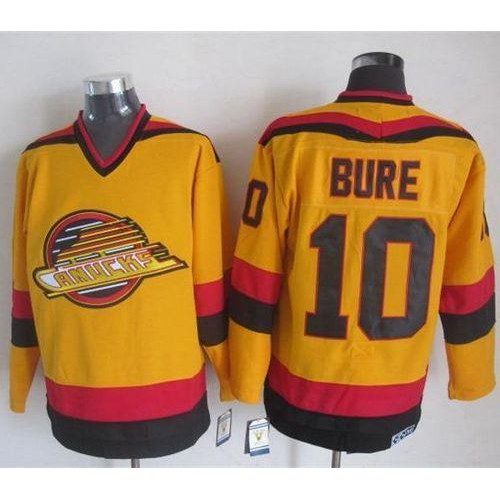 Vancouver Canucks #10 Pavel Bure Gold CCM Throwback Stitched Jersey Men's