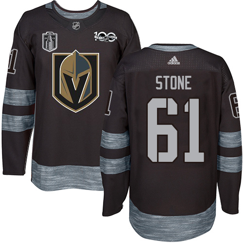 Adidas Golden Knights #61 Mark Stone Black 2023 Stanley Cup Final Patch 100th Anniversary Stitched Jersey