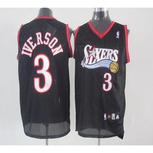 Philadelphia 76ers #3 Allen Iverson Black Stitched Youth Jersey Youth