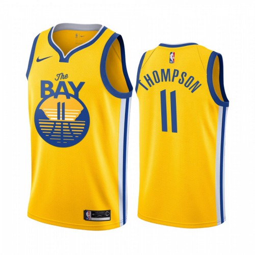 Golden State Warriors #11 Klay Thompson 2019-20 Mens Yellow The Bay City Edition Jersey Mens