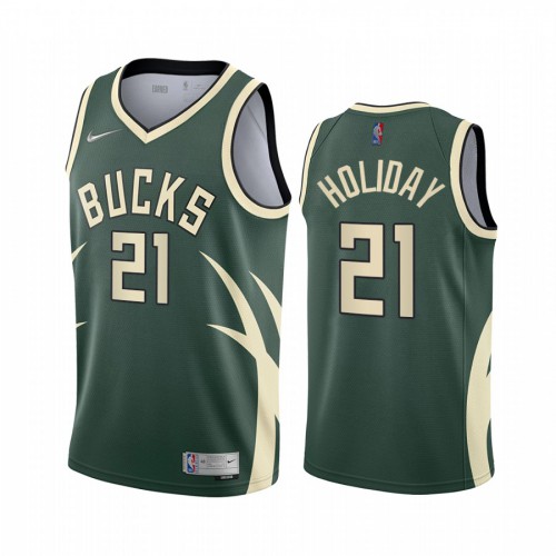 Milwaukee Milwaukee Bucks #21 Jrue Holiday Green Youth Swingman 2020-21 Earned Edition Jersey Youth