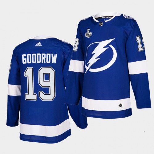 Adidas Tampa Bay Lightning #19 Barclay Goodrow Blue Home Authentic 2021 Stanley Cup Final Patch Jersey Men's