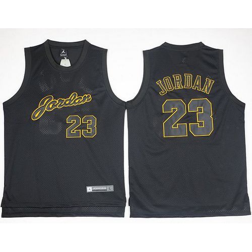 Chicago Bulls #23 Michael Jordan Black(Gold No.) Anniversary Stitched Jersey Mens