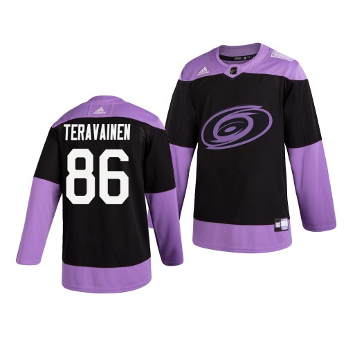 Carolina Carolina Hurricanes #86 Teuvo Teravainen Adidas Men's Hockey Fights Cancer Practice Jersey Black Men's
