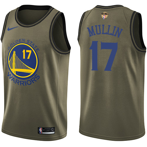 Golden State Warriors #17 Chris Mullin Green Salute to Service The Finals Patch Youth Swingman Jersey Youth