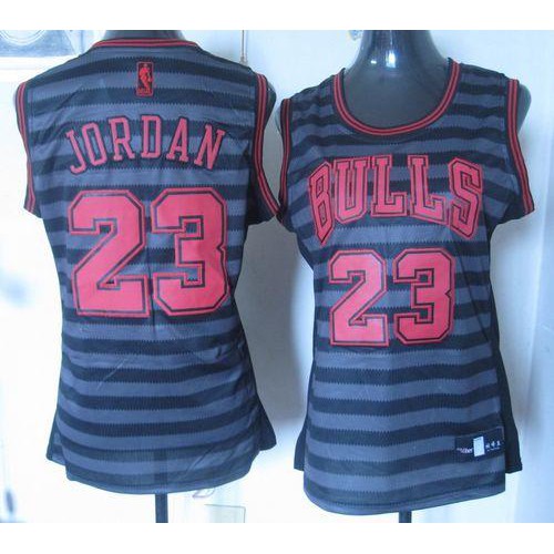 Chicago Bulls #23 Michael Jordan Black/Grey Groove Womens Stitched Jersey Womens