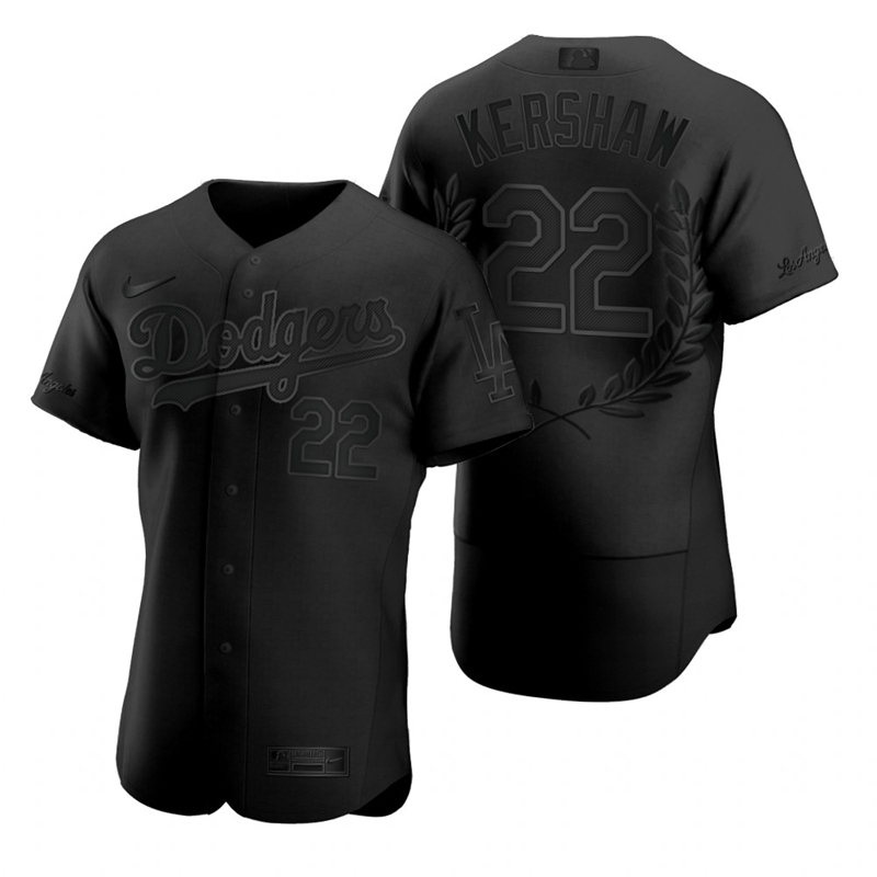 Los Angeles Dodgers #22 Clayton Kershaw Men's Black MVP Limited Player Edition Jersey