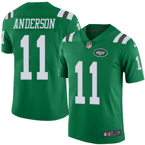 New York Jets #11 Robby Anderson Green Men's Stitched Elite Rush Jersey Men's