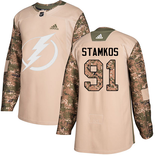 Adidas Tampa Bay Lightning #91 Steven Stamkos Camo Authentic 2017 Veterans Day Stitched Jersey Men's