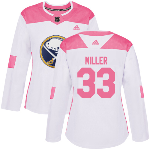 Adidas Buffalo Sabres #33 Colin Miller White/Pink Authentic Fashion Women's Stitched Jersey Womens