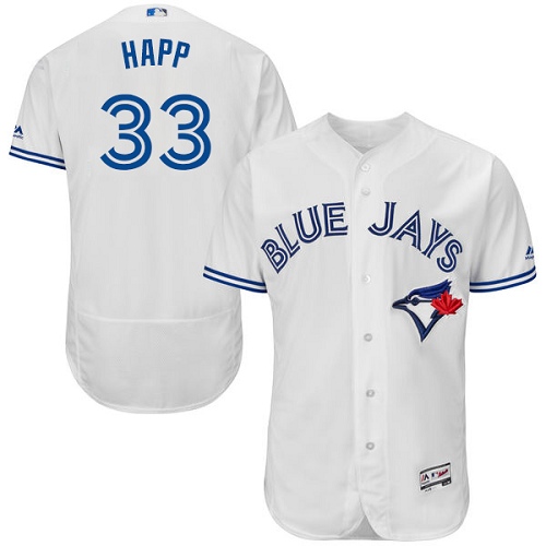 Toronto Blue Jays #33 J.A. Happ White Flexbase Authentic Collection Stitched Jersey Men's