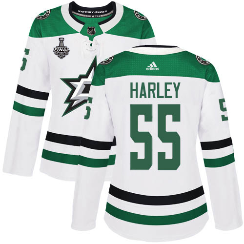 Adidas Dallas Stars #55 Thomas Harley White Road Authentic Women's 2020 Stanley Cup Final Stitched Jersey Womens