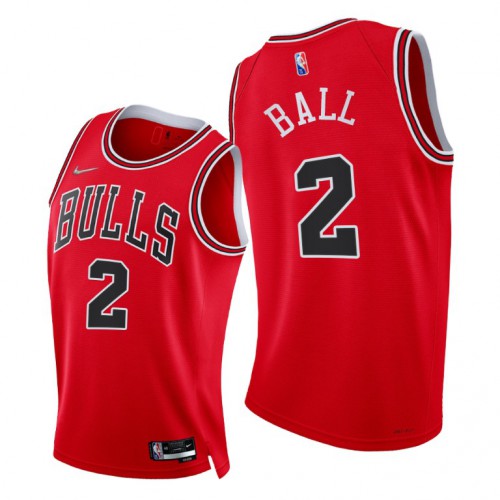 Chicago Bulls #2 Lonzo Ball Womens 2021-22 75th Diamond Anniversary Jersey Red Womens