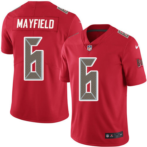 Buccaneers #6 Baker Mayfield Red Men's Stitched Limited Rush Jersey