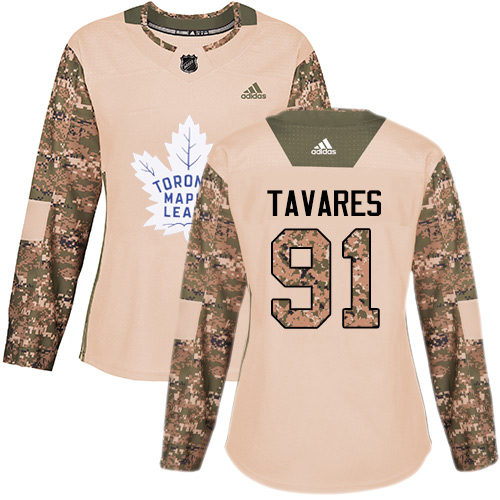 Adidas Maple Toronto Maple Leafs #91 John Tavares Camo Authentic 2017 Veterans Day Women's Stitched Jersey Womens