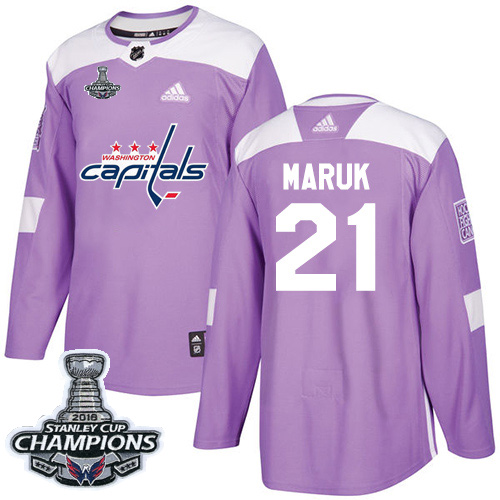 Adidas Washington Capitals #21 Dennis Maruk Purple Authentic Fights Cancer Stanley Cup Final Champions Stitched Jersey Men's