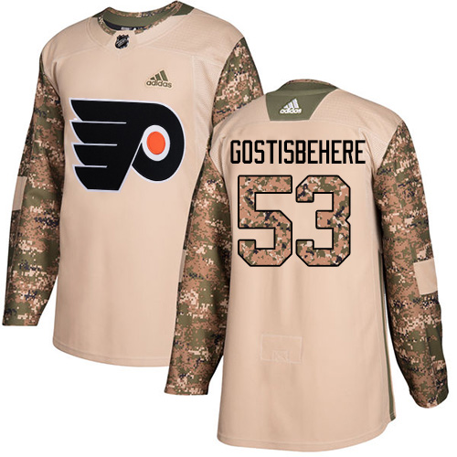 Adidas Philadelphia Flyers #53 Shayne Gostisbehere Camo Authentic 2017 Veterans Day Stitched Youth Jersey Youth