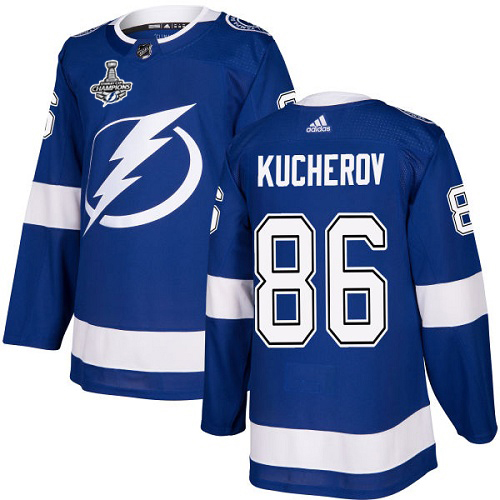 Adidas Tampa Bay Lightning #86 Nikita Kucherov Blue Home Authentic Youth 2020 Stanley Cup Champions Stitched Jersey Youth