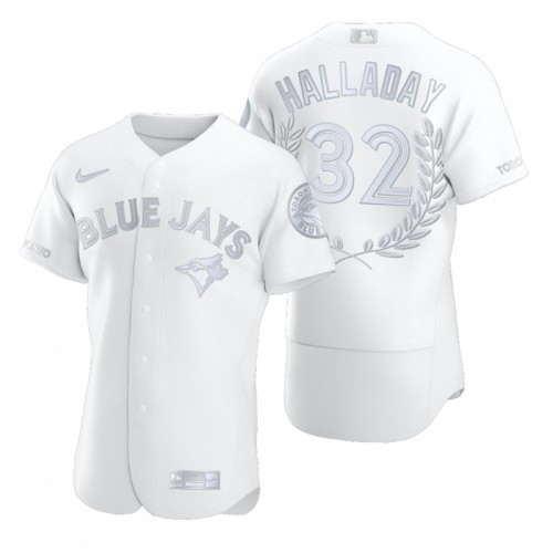 Toronto Toronto Blue Jays #32 Roy Halladay Men's Platinum MVP Limited Player Edition Jersey Men's