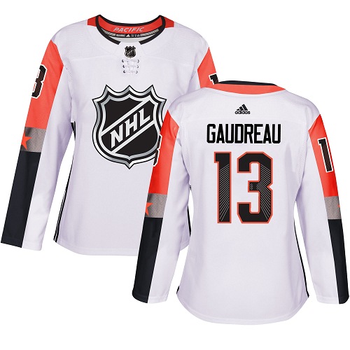 Adidas Calgary Flames #13 Johnny Gaudreau White 2018 All-Star Pacific Division Authentic Women's Stitched Jersey Womens