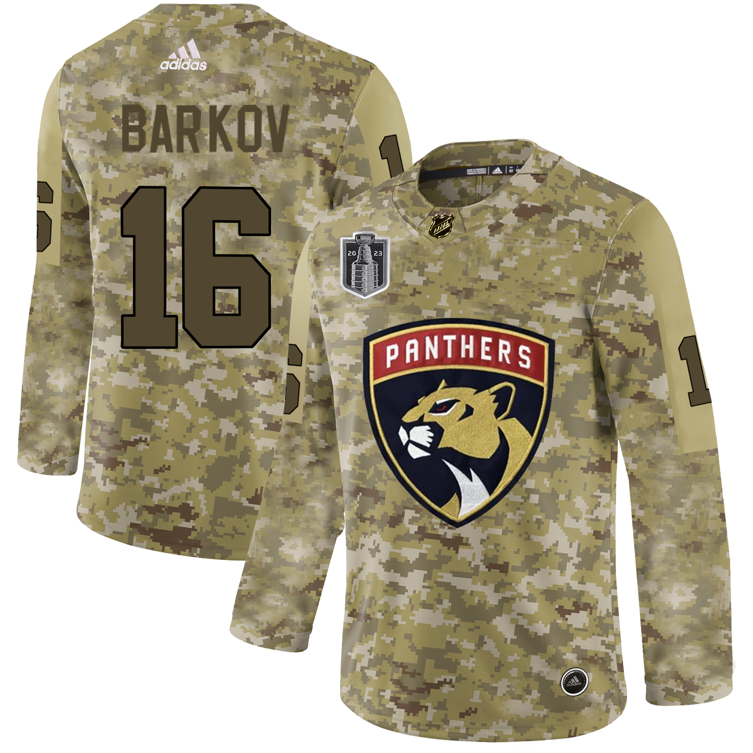 Adidas Lightning #16 Aleksander Barkov Camo 2023 Stanley Cup Final Patch Authentic Stitched Jersey
