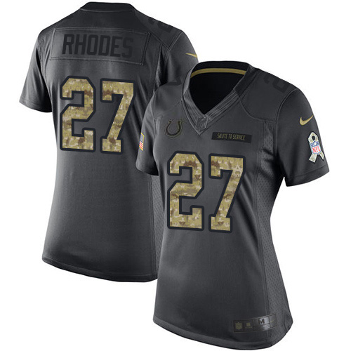 Indianapolis Colts #27 Xavier Rhodes Black Women's Stitched Limited 2016 Salute to Service Jersey Womens
