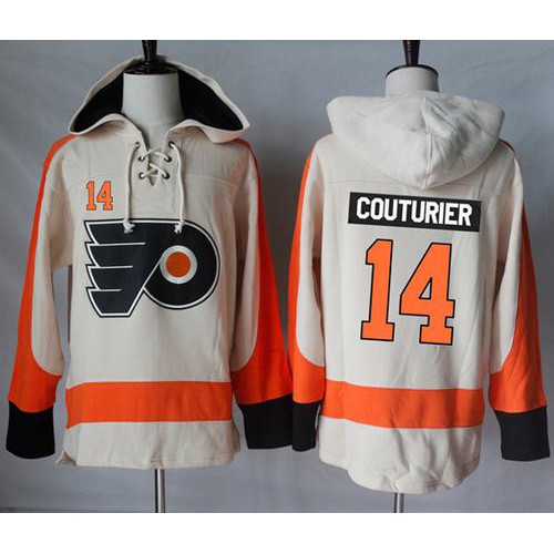Philadelphia Flyers #14 Sean Couturier Cream Sawyer Hooded Sweatshirt Stitched Jersey Men's