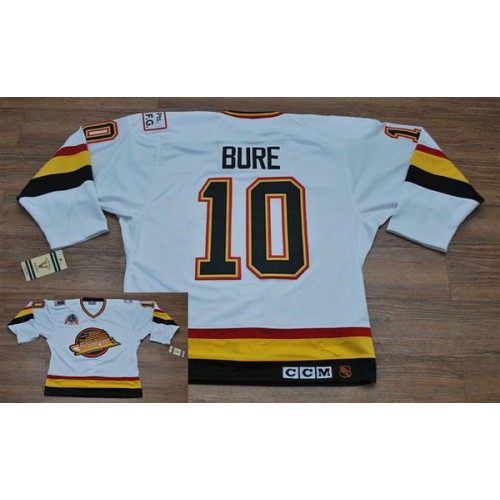 Vancouver Canucks #10 Pavel Bure Stitched White CCM Throwback Vintage Jersey Men's
