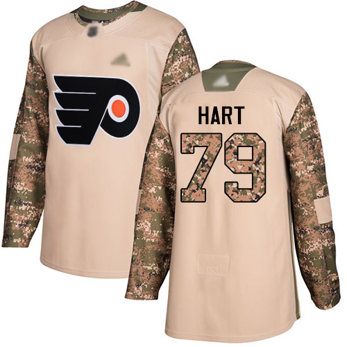 Adidas Philadelphia Flyers #79 Carter Hart Camo Authentic 2017 Veterans Day Stitched Jersey Men's