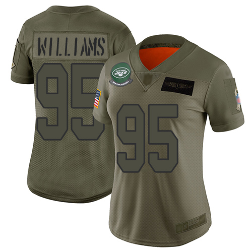 New York Jets #95 Quinnen Williams Camo Women's Stitched Limited 2019 Salute to Service Jersey Womens
