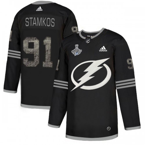 Adidas Tampa Bay Lightning #91 Steven Stamkos Black Authentic Classic 2020 Stanley Cup Champions Stitched Jersey Men's