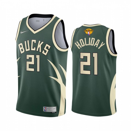 Milwaukee Milwaukee Bucks #21 Jrue Holiday Mens 2021 Finals Bound Swingman Earned Edition Jersey Green Mens