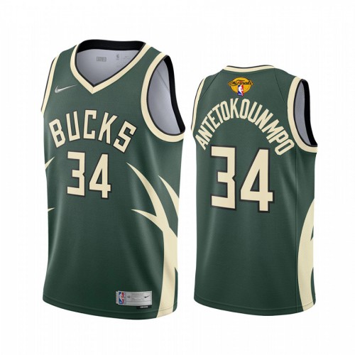 Milwaukee Milwaukee Bucks #34 Giannis Antetokounmpo Mens 2021 Finals Bound Swingman Earned Edition Jersey Green Youth
