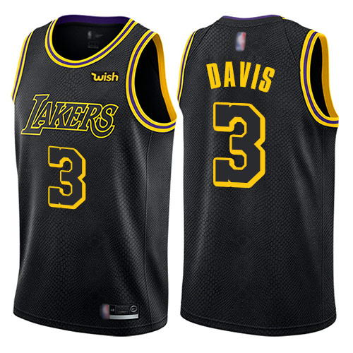 Los Angeles Lakers #3 Anthony Davis Black Swingman City Edition Jersey Mens